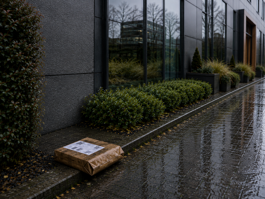 Een pakket dat onbeschermd bij de voordeur is achtergelaten