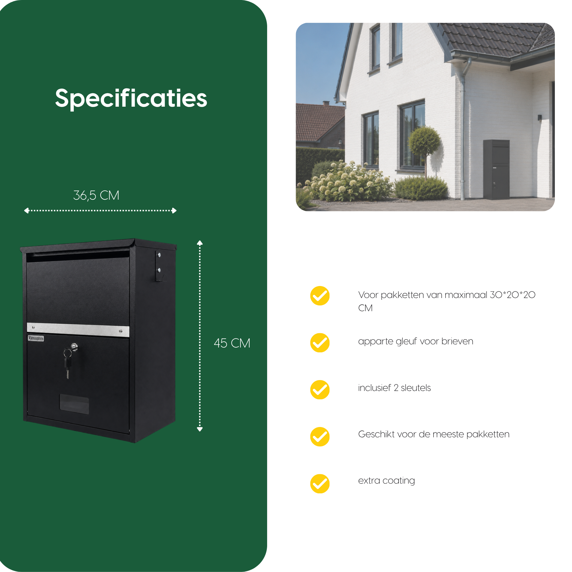 Specificaties BunnyBox Compact: 36,5 cm breed en 45 cm hoog