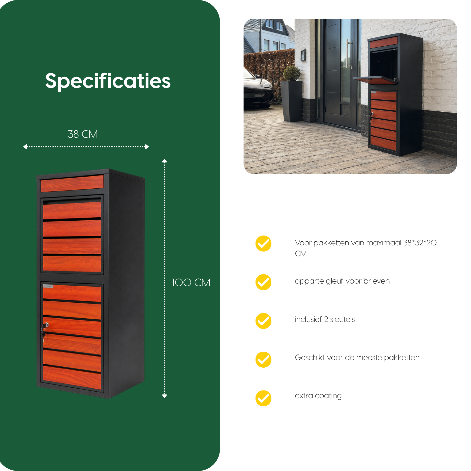 Specificaties BunnyBox Style: 38 cm breed en 100 cm hoog
