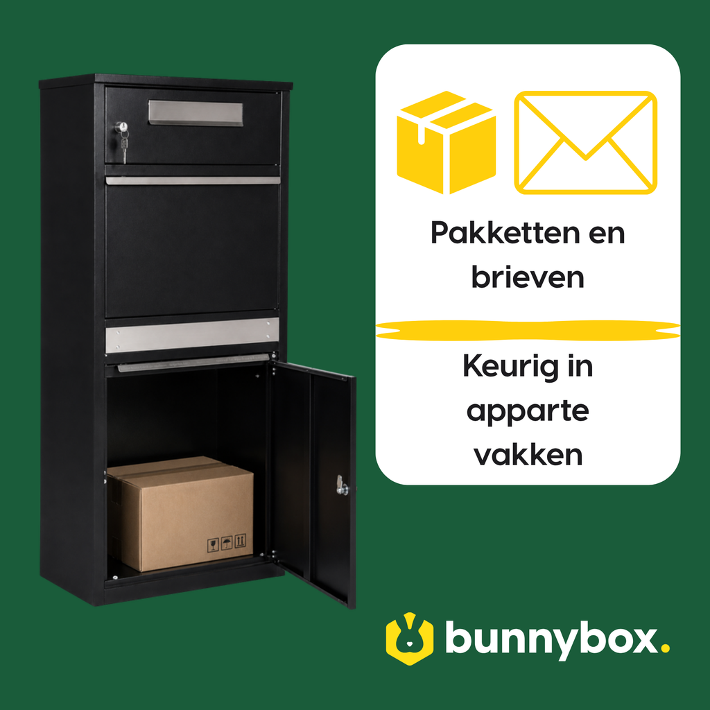 Post en pakketten keurig in aparte vakken in de BunnyBox Plus
