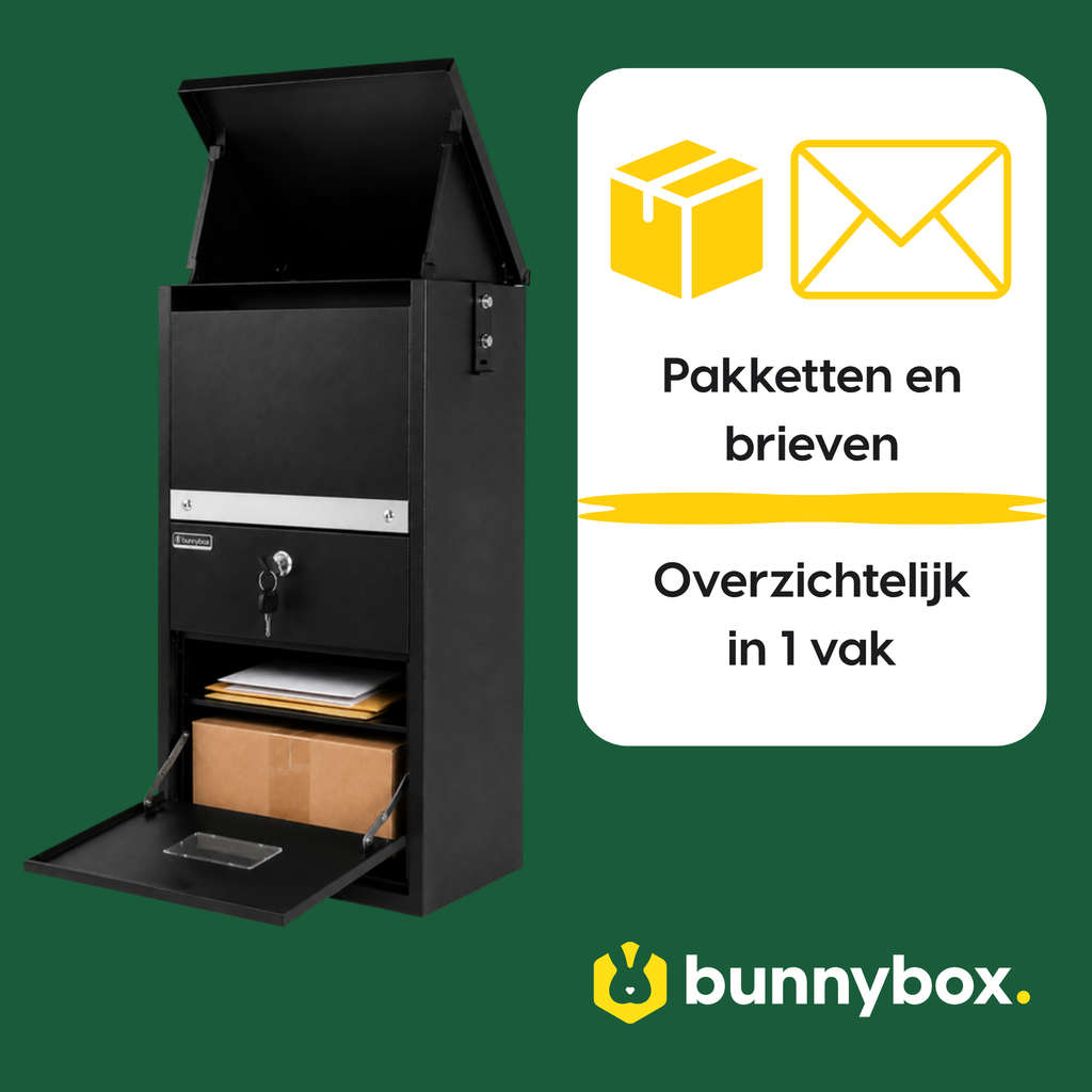Pakketten en brieven overzichtelijk in 1 vak in de BunnyBox Compact