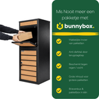 Hand schuift een pakket in de BunnyBox Style met licht eiken, vijf voordelen