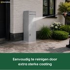 De grijze BunnyBox Home wordt schoongespoten dankzij de extra sterke coating