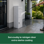 De witte BunnyBox Home wordt schoongespoten dankzij de extra sterke coating