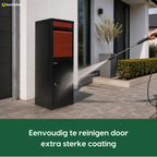 BunnyBox Home met teak klep wordt schoongespoten dankzij de sterke coating