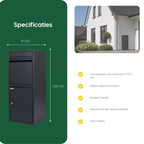 Specificaties BunnyBox Home in zwart: 41 cm breed en 102 cm hoog