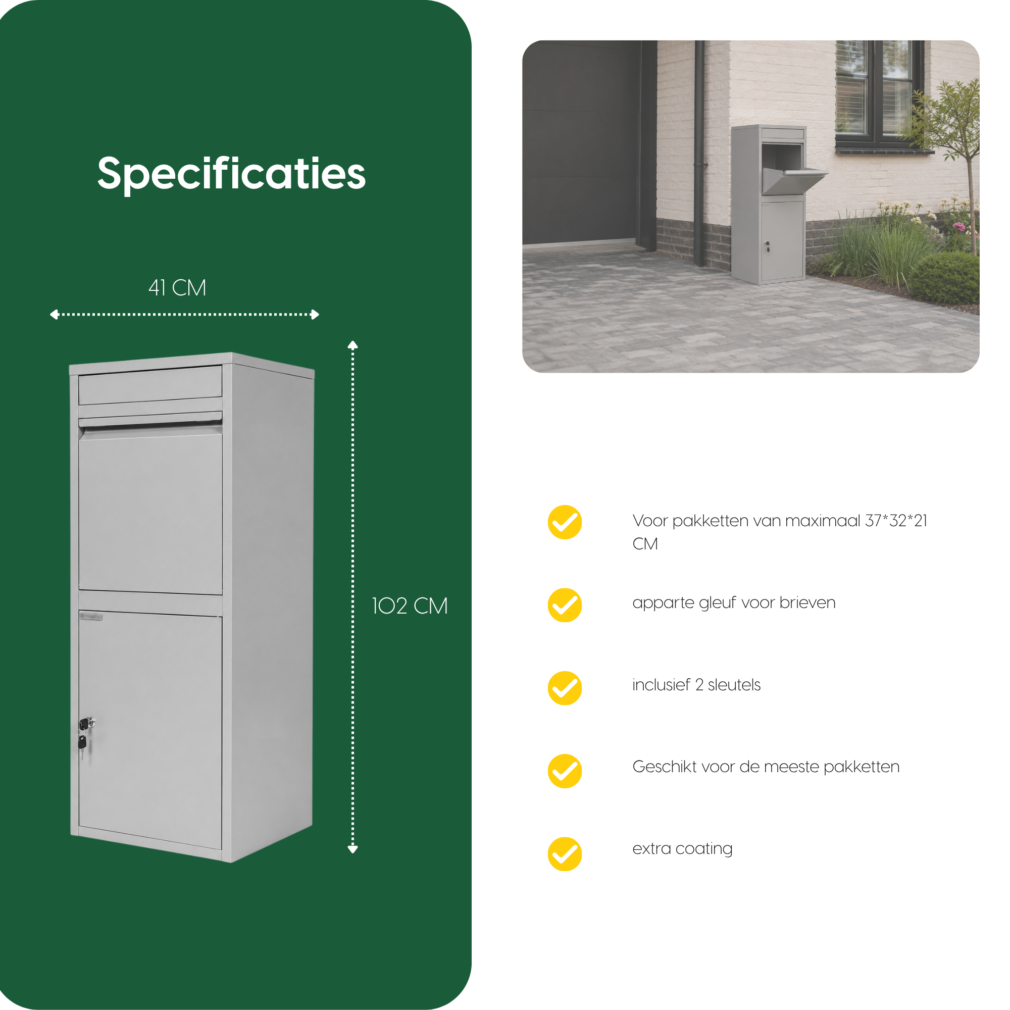 Specificaties BunnyBox Home in grijs: 41 cm breed en 102 cm hoog