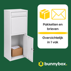 Pakketten en brieven overzichtelijk in 1 vak in de witte BunnyBox Home